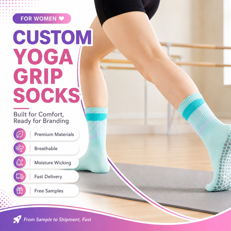 Low‑cut ankle‑length custom grip socks, minimalist short ankle design.