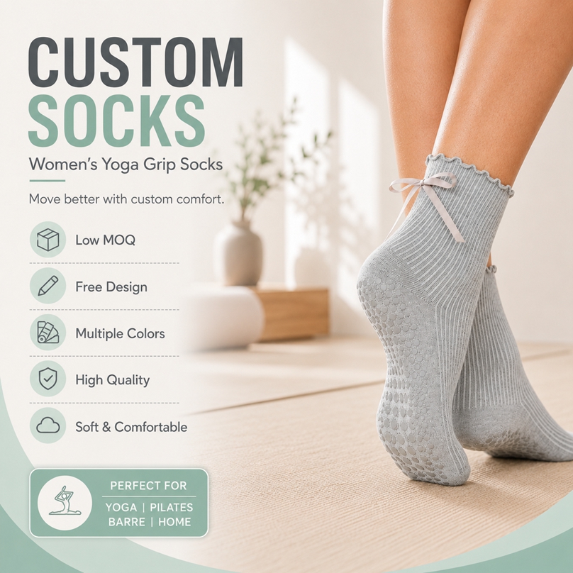 Custom Logo Pilates Grip Socks | Multiple Color Options