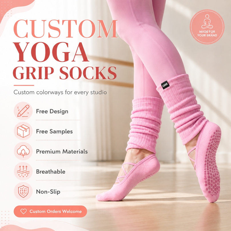 Custom Anti‑Slip Grip Yoga Socks | For Yoga & Pilates